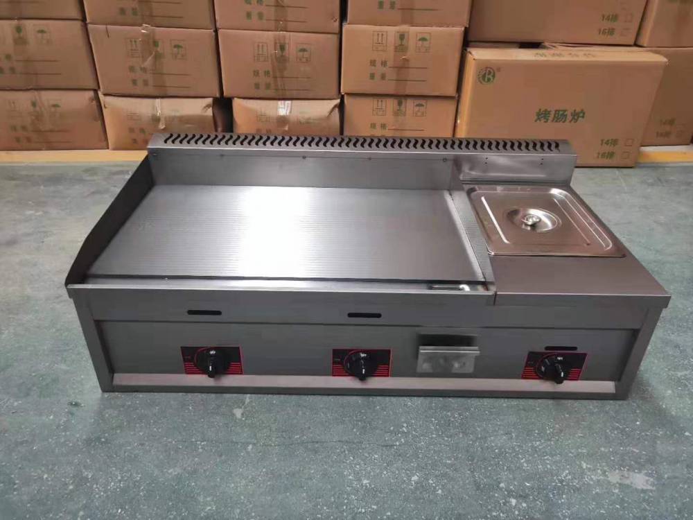 休闲食品加工设备台式设计商用101型扒炉油炸机 燃气铁板鱿鱼组合机图片 价格